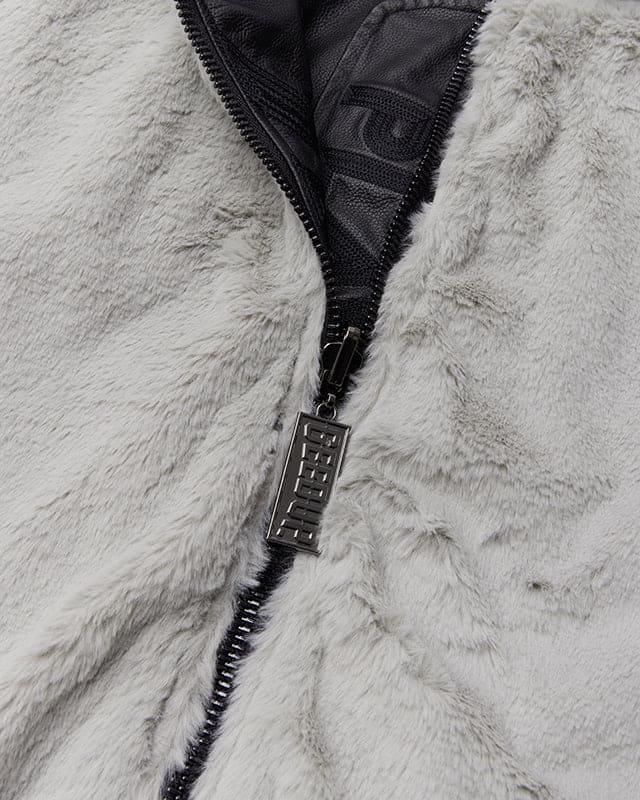 Handstyle Team Logo Reversible Leather/Faux Fur Jacket