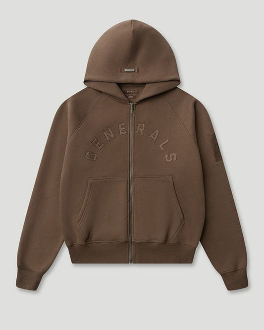 Generals Classic Fit Raglan Zip Hoodie Chestnut