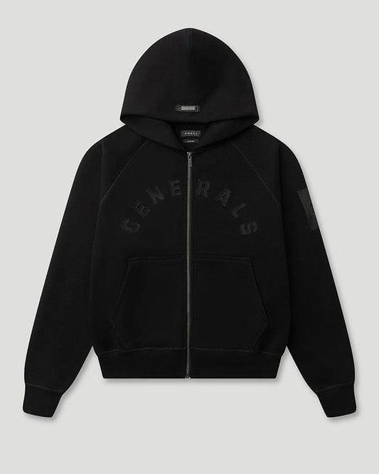 Generals Classic Fit Raglan Zip Hoodie Jet Black