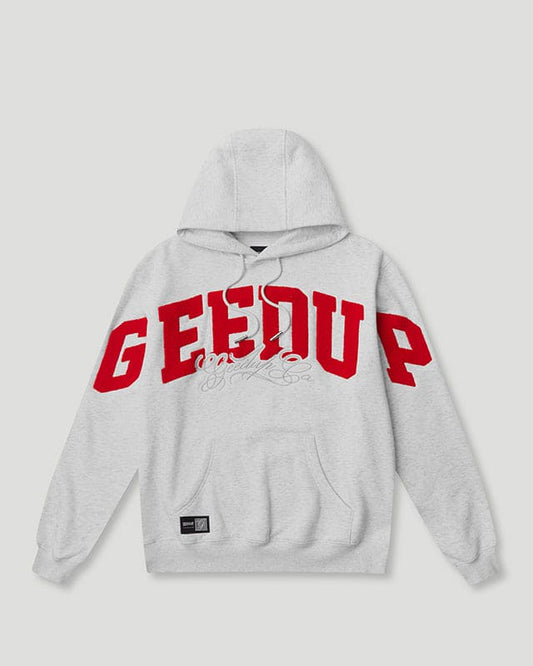 Team Logo Cursive Hoodie White Marle/Red