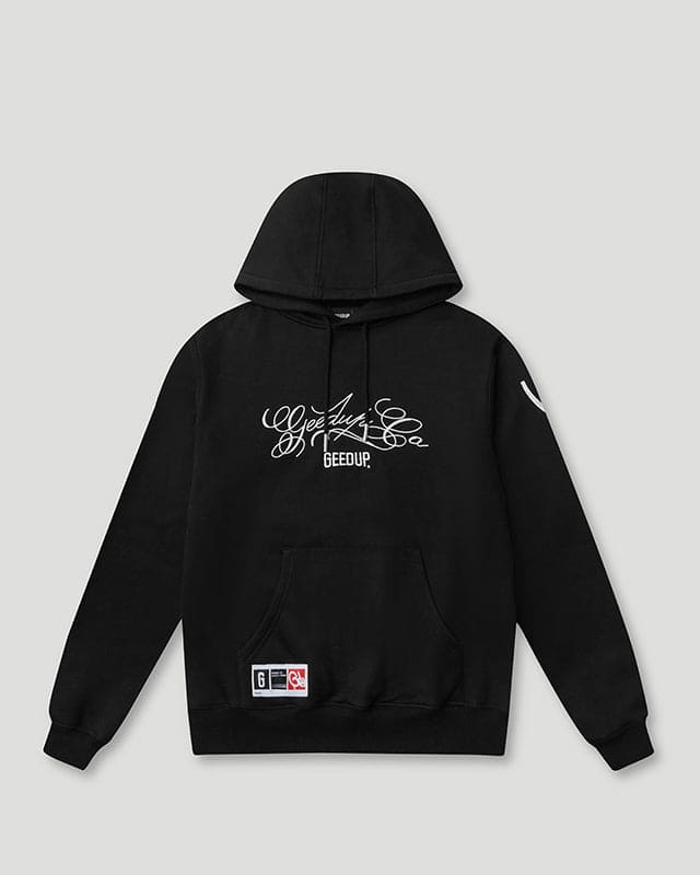 Cursive Logo Hoodie Black/White