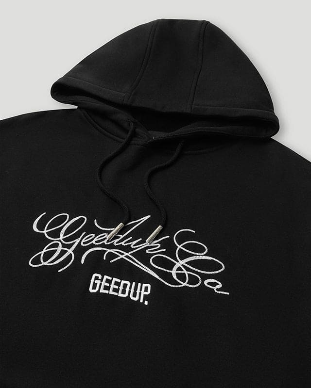 Cursive Logo Hoodie Black/White
