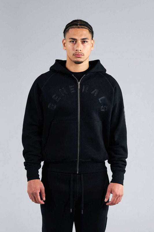 Generals Classic Fit Raglan Zip Hoodie Jet Black