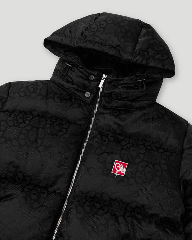 Mono Jacquard Duck Down Jacket Black