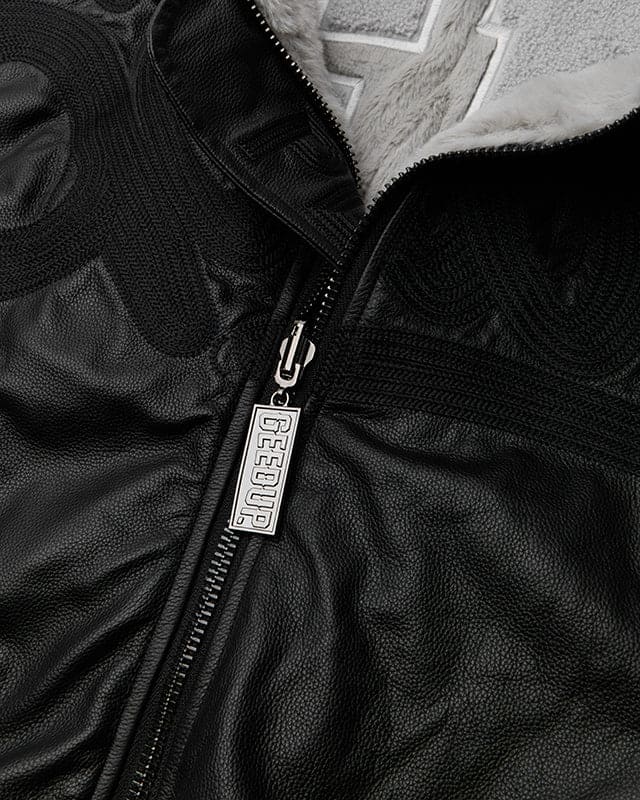 Handstyle Team Logo Reversible Leather/Faux Fur Jacket
