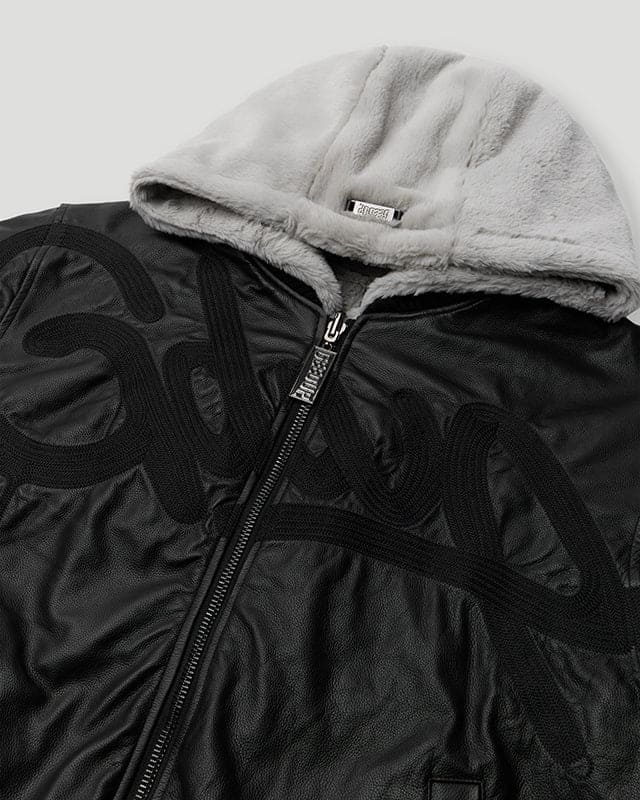 Handstyle Team Logo Reversible Leather/Faux Fur Jacket