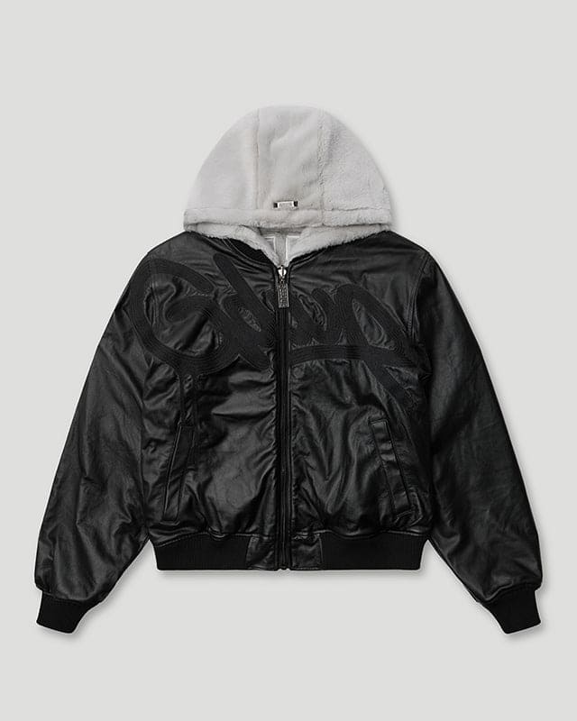 Handstyle Team Logo Reversible Leather/Faux Fur Jacket