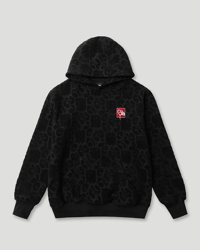 Mono Logo Jacquard Monogram Hoodie Black