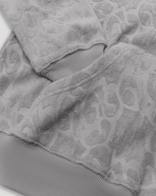 Mono Logo Jacquard Monogram Hoodie Grey